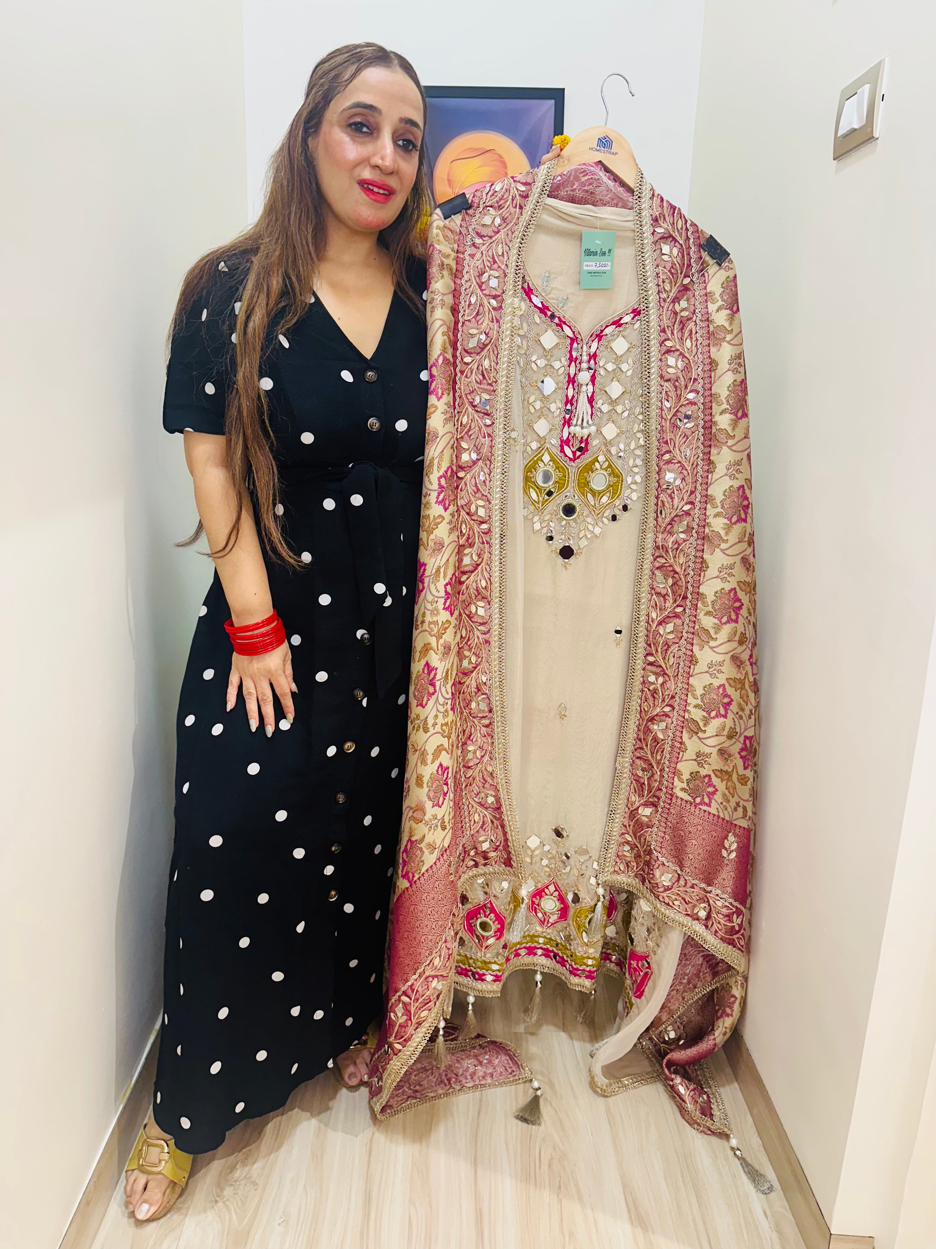 UNSTITCHED PURE TISSUE ORGANZA HANDWORK SUITS