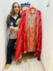 UNSTITCHED PURE BROCADE SILK SUITS.