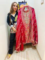 UNSTITCHED PURE BROCADE SILK SUITS.