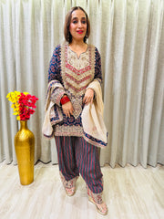 STITCHED PURE CHINON HANDWORK CHOGA SETS WITH FARSHI SALWAR .