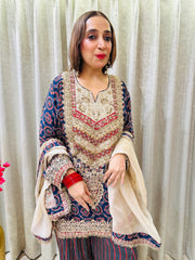 STITCHED PURE CHINON HANDWORK CHOGA SETS WITH FARSHI SALWAR .
