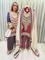 STITCHED PURE CHINON HANDWORK CHOGA SETS WITH FARSHI SALWAR .