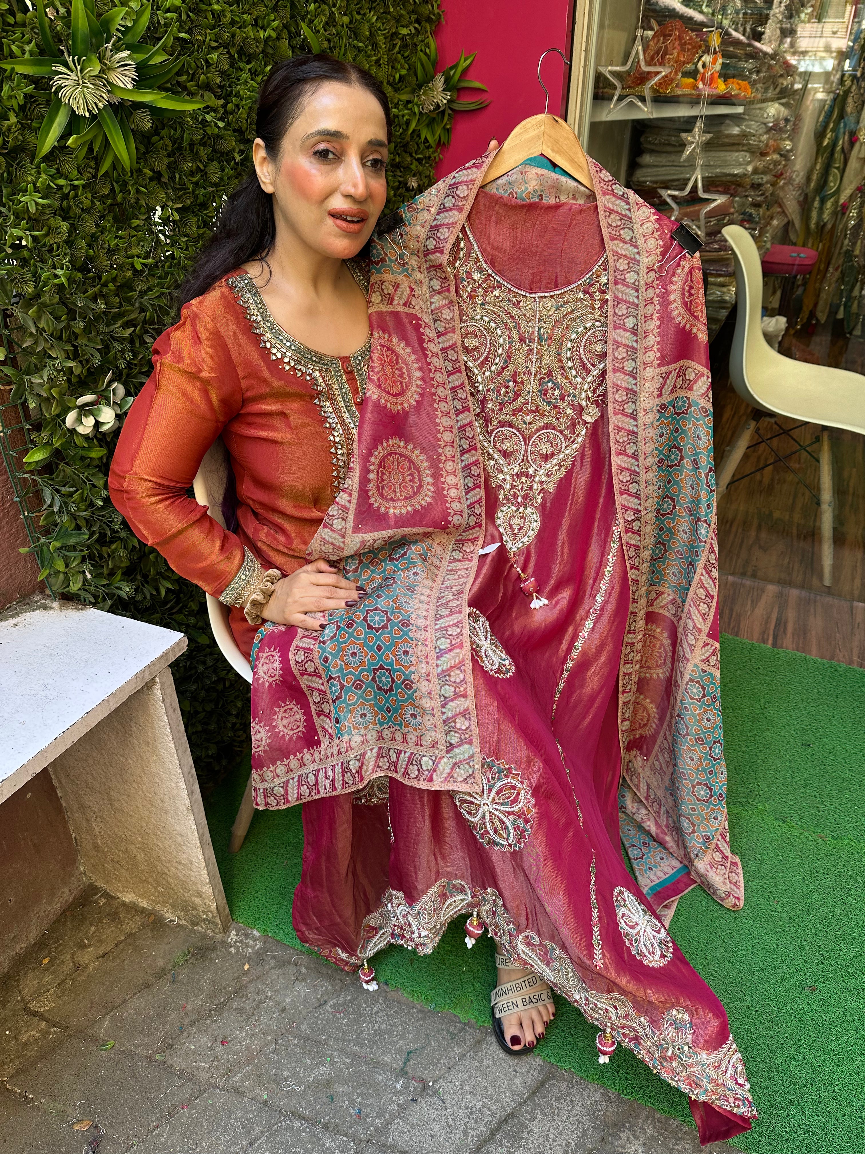 Unstitched Pure Tissue Silk Suits