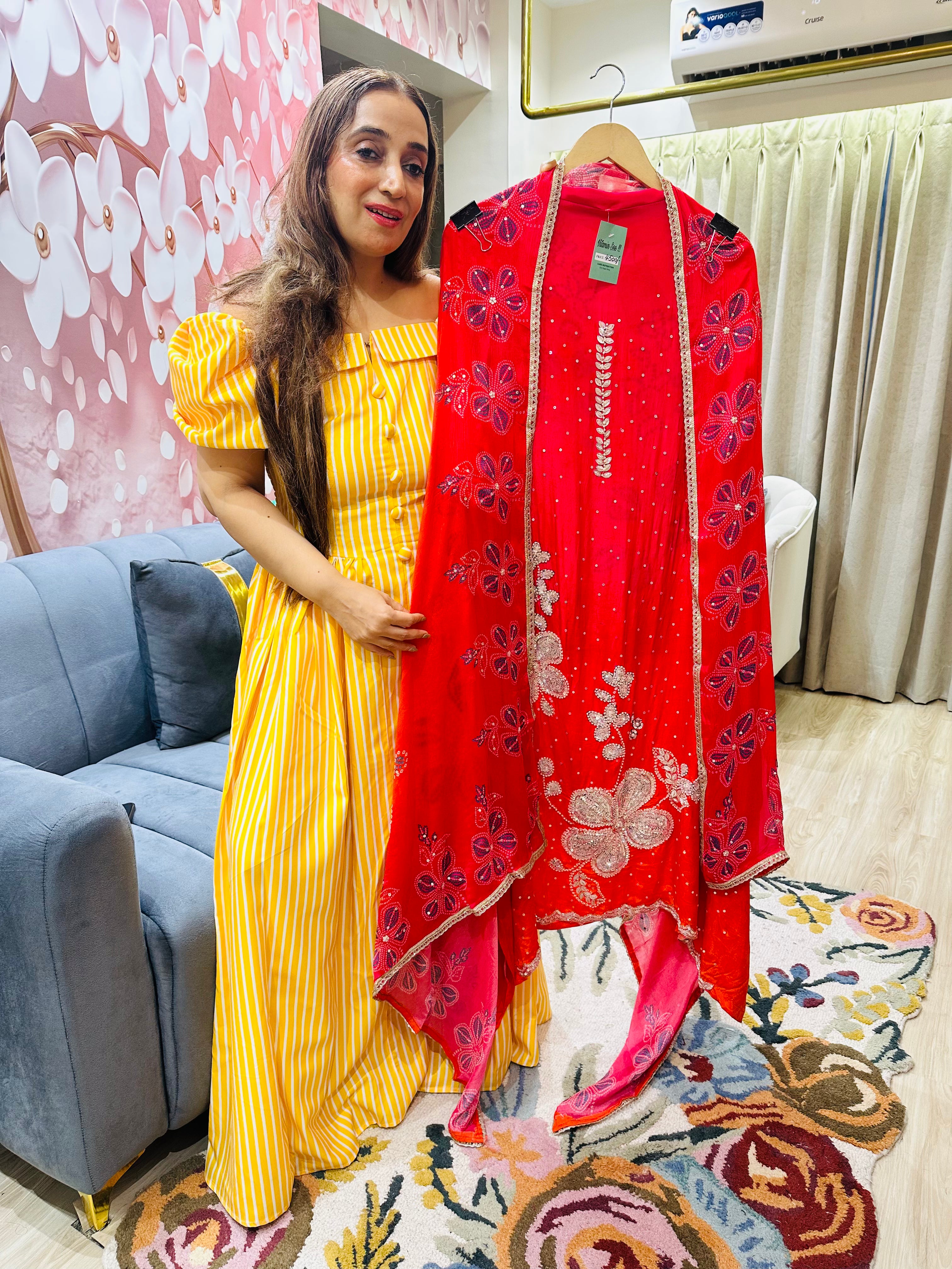 UNSTITCHED PURE CREPE DIGITAL PRINTING SUITS WITH SIPPI AND PANI SEQUENCE WORK