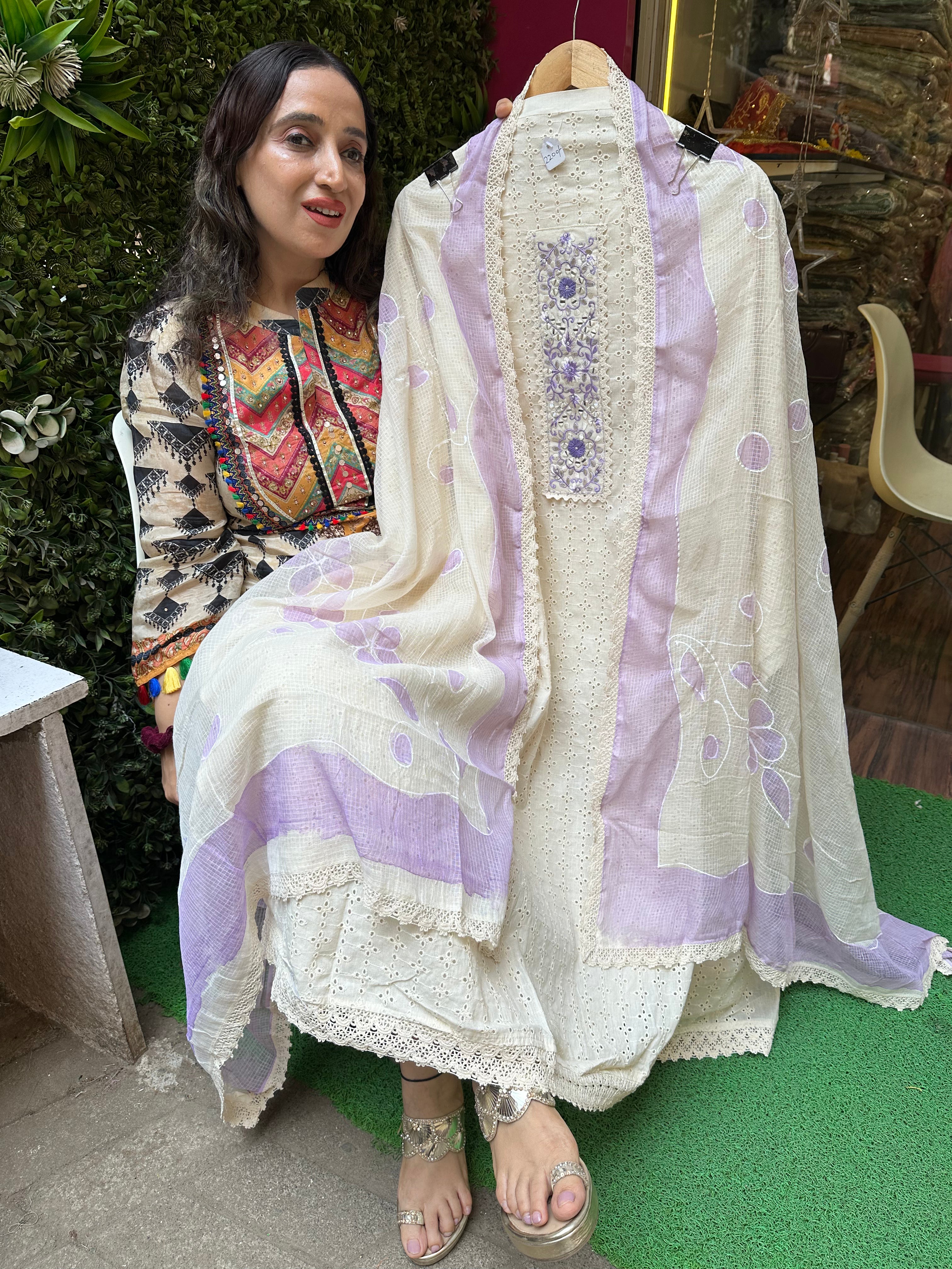 UNSTITCHED PURE HAKOBA COTTON SUITS WITH KOTA DUPATTAS.