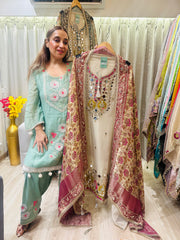 UNSTITTCHED PURE TISSUE ORGANZA HANDWORK SUITS.