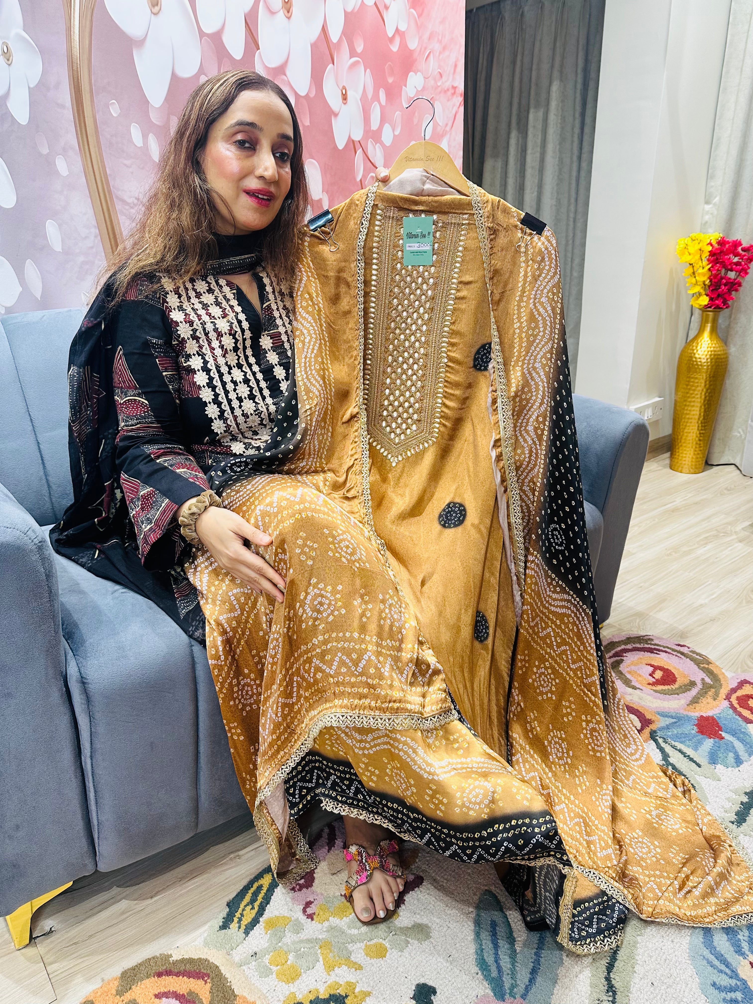 UNSTITCHED PURE GAJJI SILK SUITS.