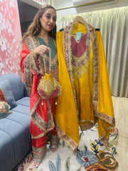STITCHED PURE TISSUE ORGANZA CHOGA SETS WITH FARSHI SALWAR AND POTLIS