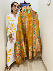 UNSTITCHED PURE BANARSI GEORGETTE PATOLA PRINTING SUITS.